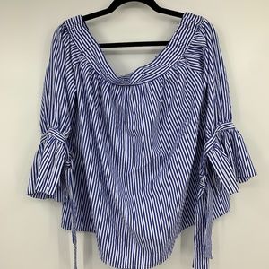 kimchi blue small blouse stripes off shoulder tie